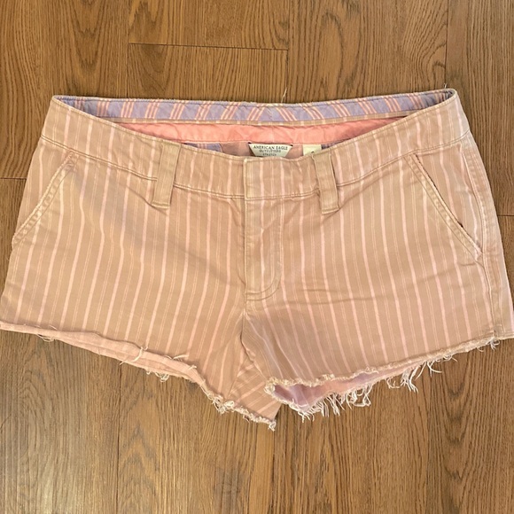 Vintage, pink striped, american eagle shorts, size 4 - Picture 1 of 4